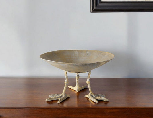 Cuenco redondo de metal dorado de 13" para centro de mesa