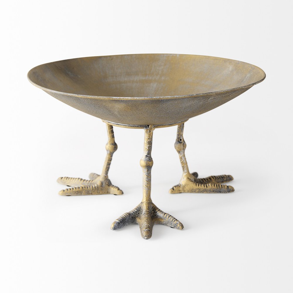 Cuenco redondo de metal dorado de 13" para centro de mesa