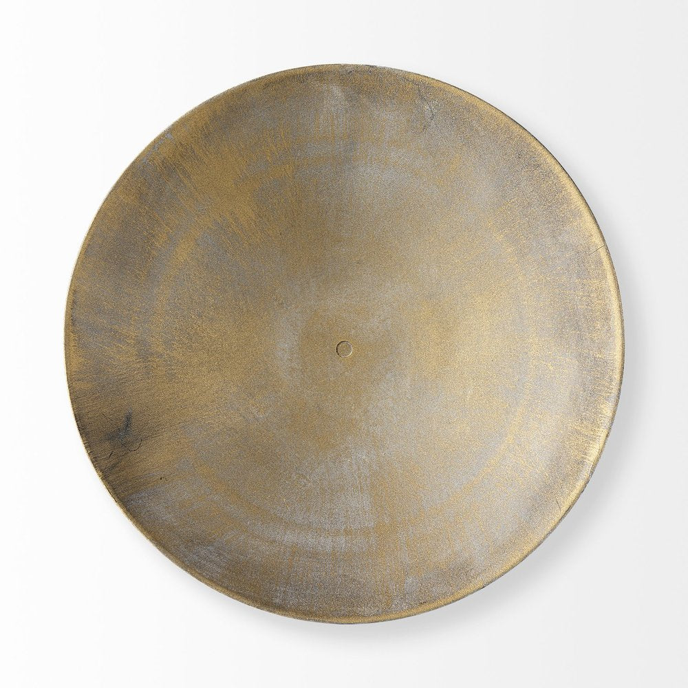 Cuenco redondo de metal dorado de 13" para centro de mesa