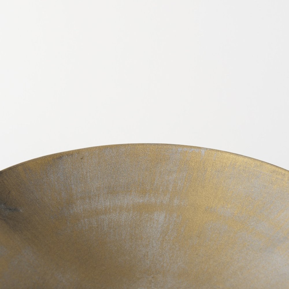 Cuenco redondo de metal dorado de 13" para centro de mesa