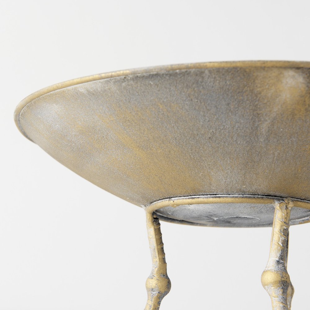Cuenco redondo de metal dorado de 13" para centro de mesa