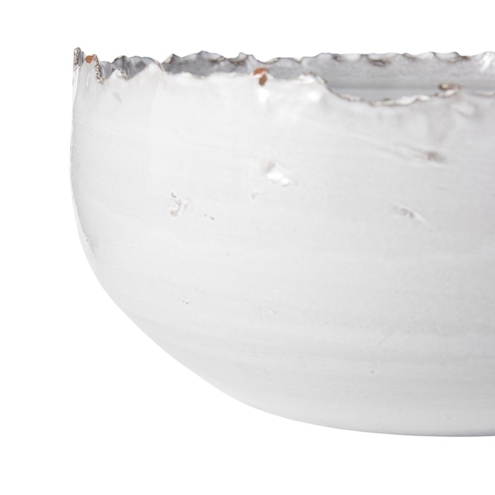 Cuenco redondo de cerámica blanca de 13" con borde rasgado para centro de mesa