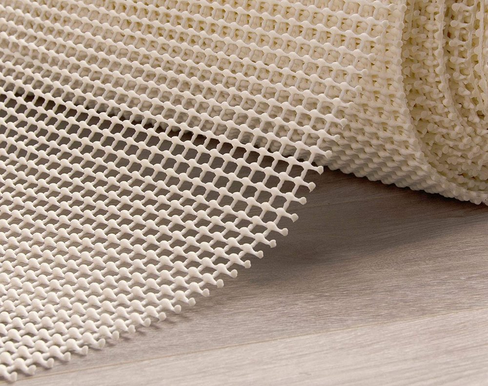 2' x 8' Ivory Striped Weave Non Slip Rug Pad