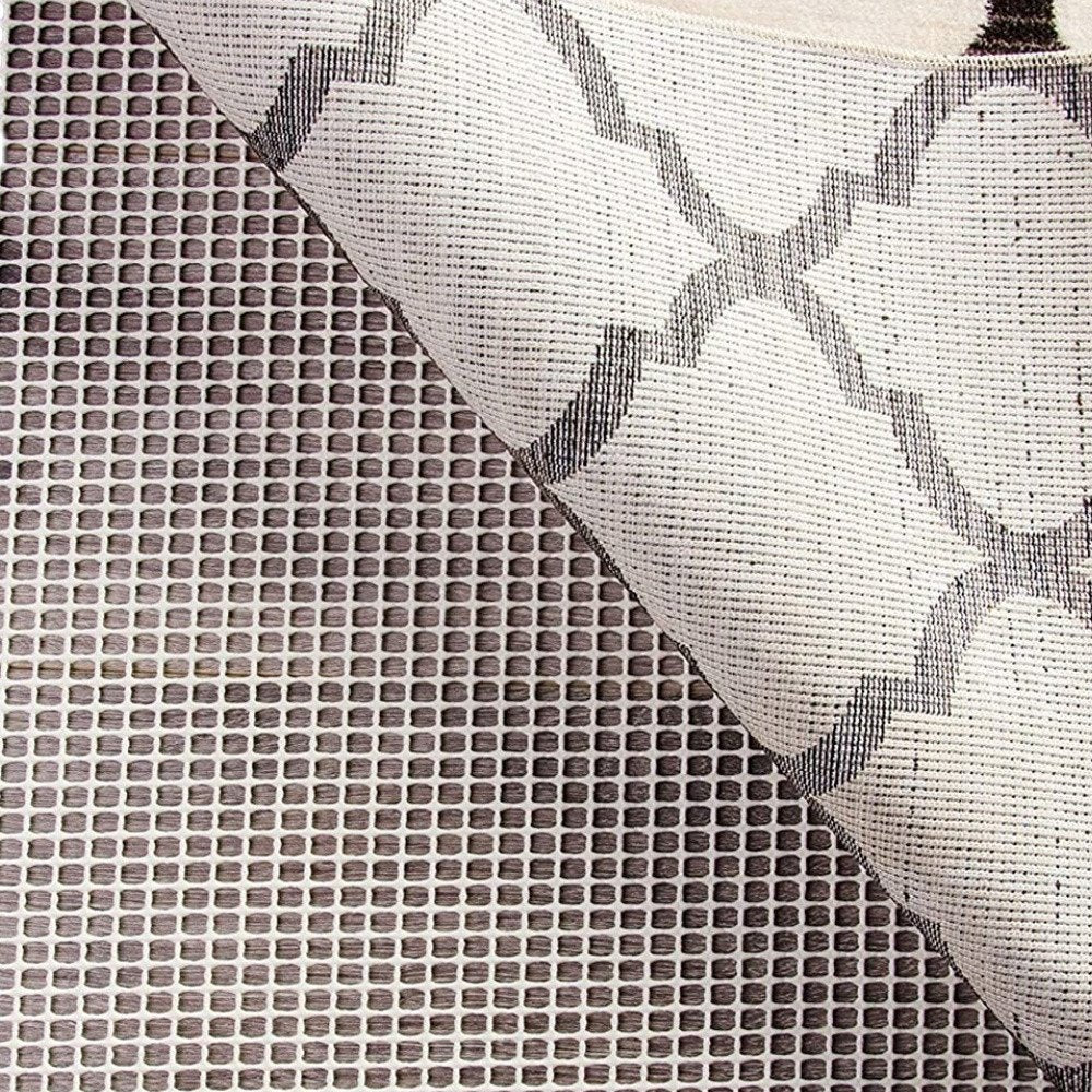 2' x 8' Ivory Striped Weave Non Slip Rug Pad