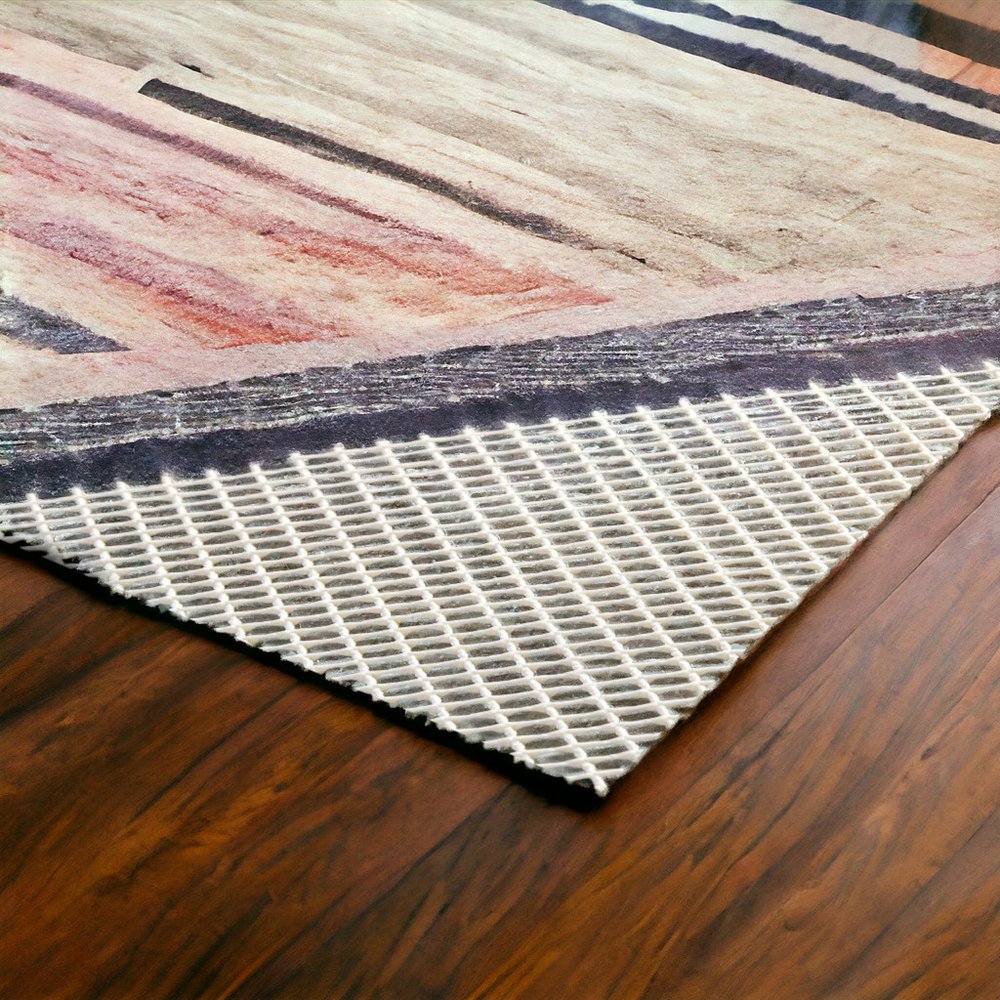 2' x 8' Ivory Striped Weave Non Slip Rug Pad