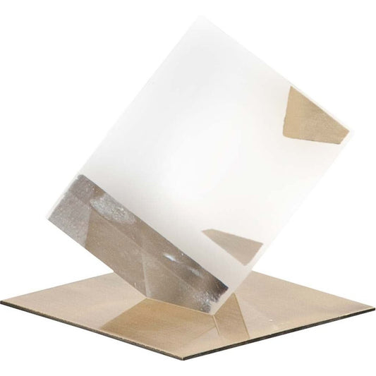 Cubo de vidrio óptico de 5" y escultura dorada