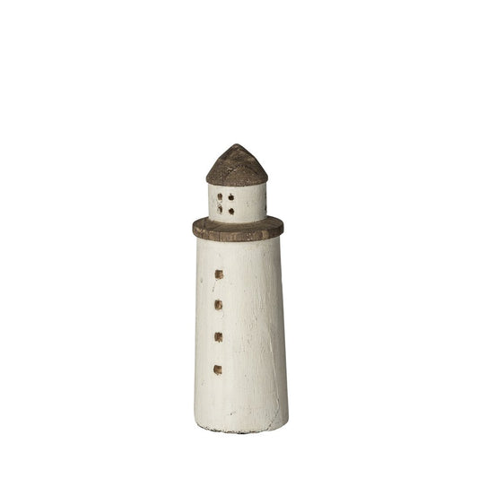 Pequeño faro rústico de madera blanco