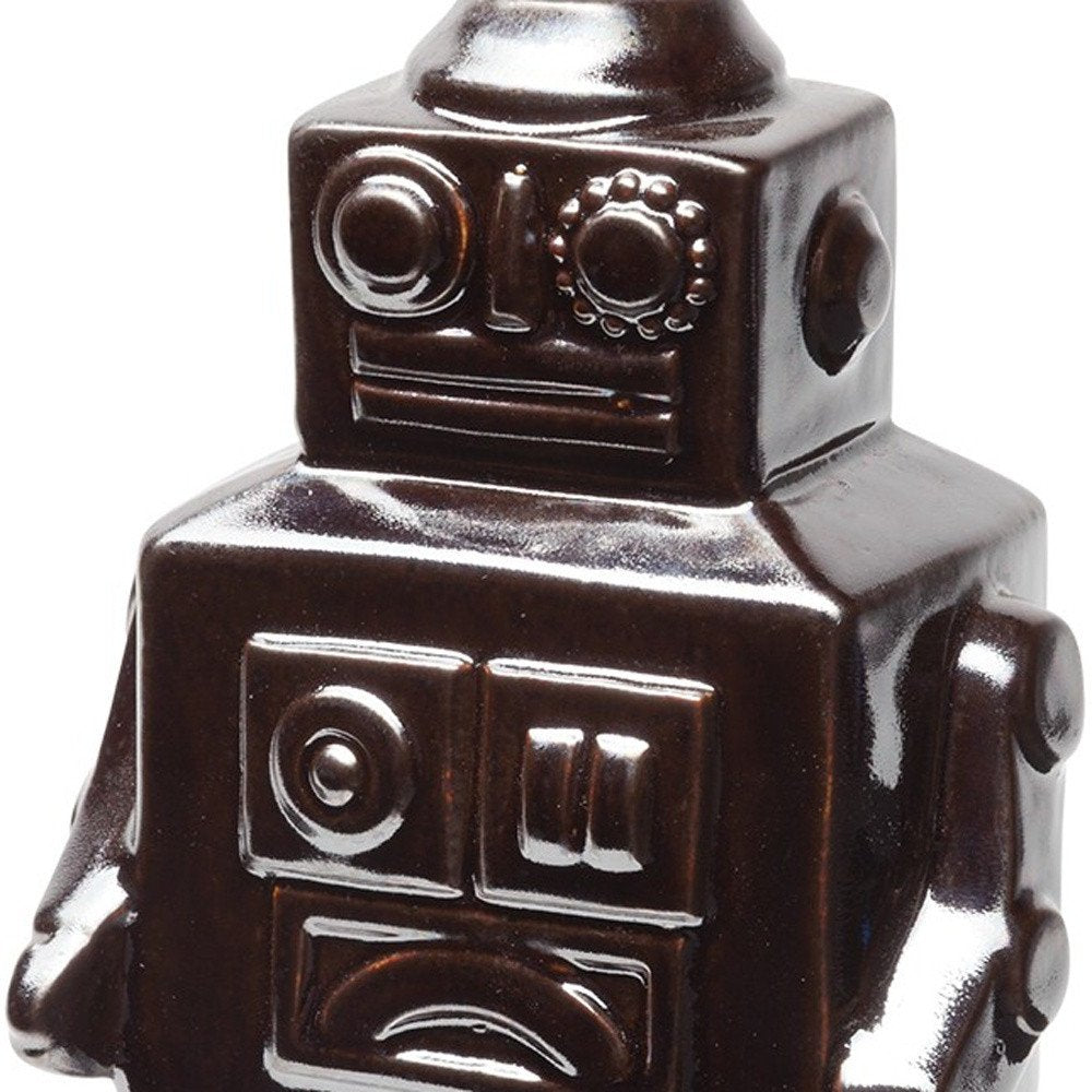 Escultura de metal plateado de 7" con forma de robot