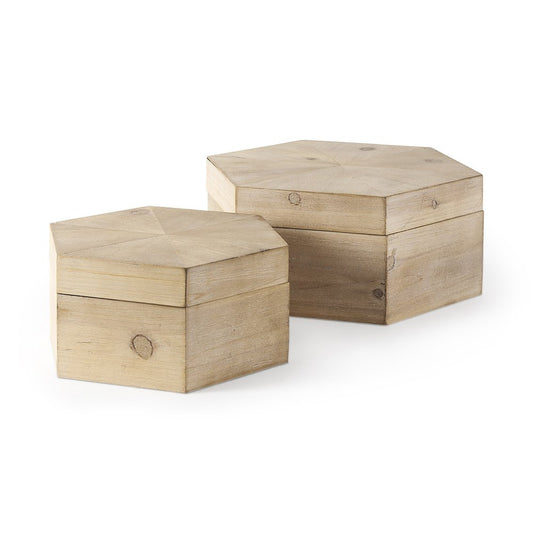 Juego de dos cajas de madera maciza natural de 12"