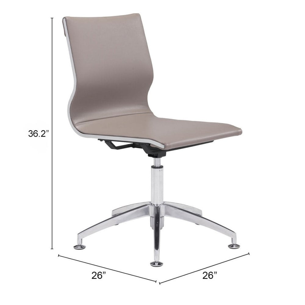 Taupe and Silver Swivel Faux Leather Conference Office Chair