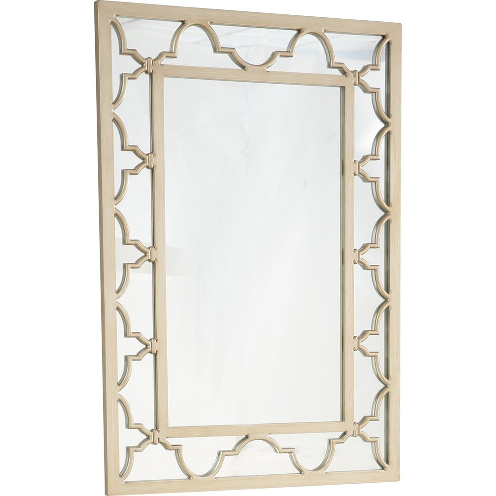 Espejo decorativo con marco de metal color champán de 44"