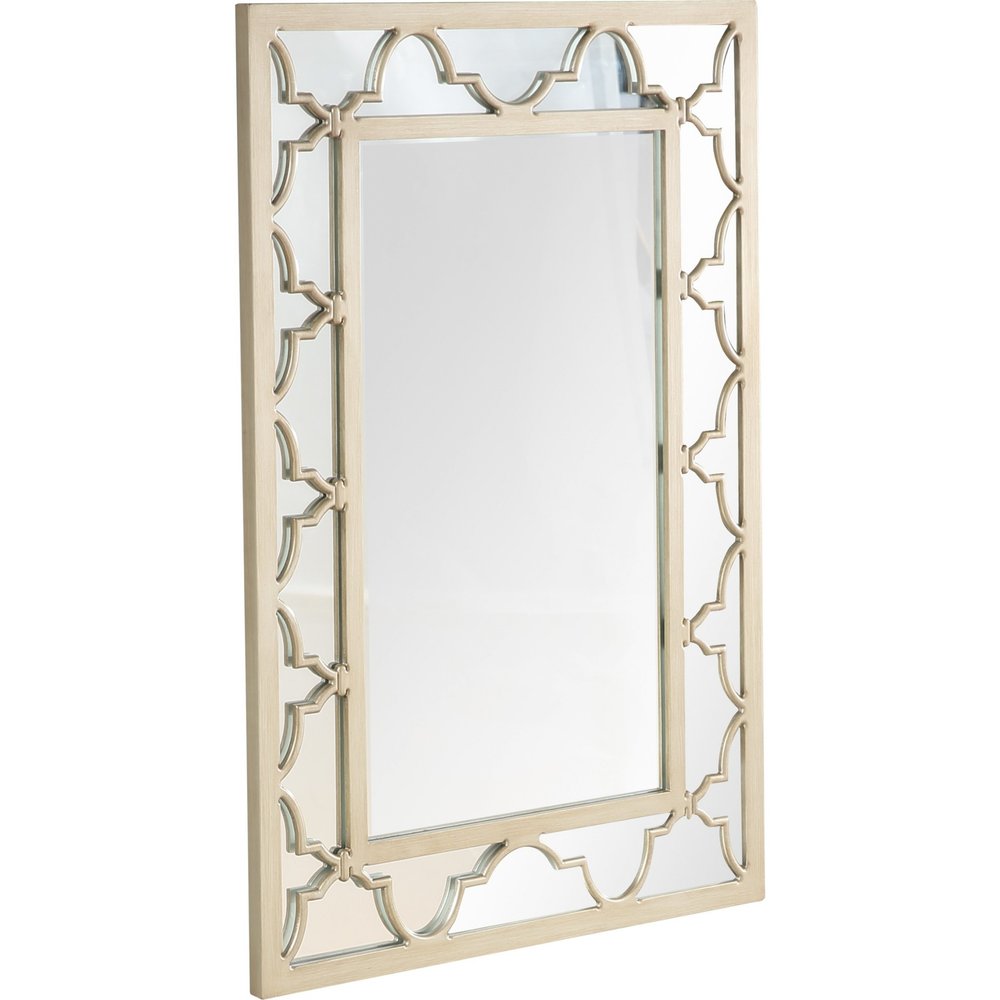 Espejo decorativo con marco de metal color champán de 44"