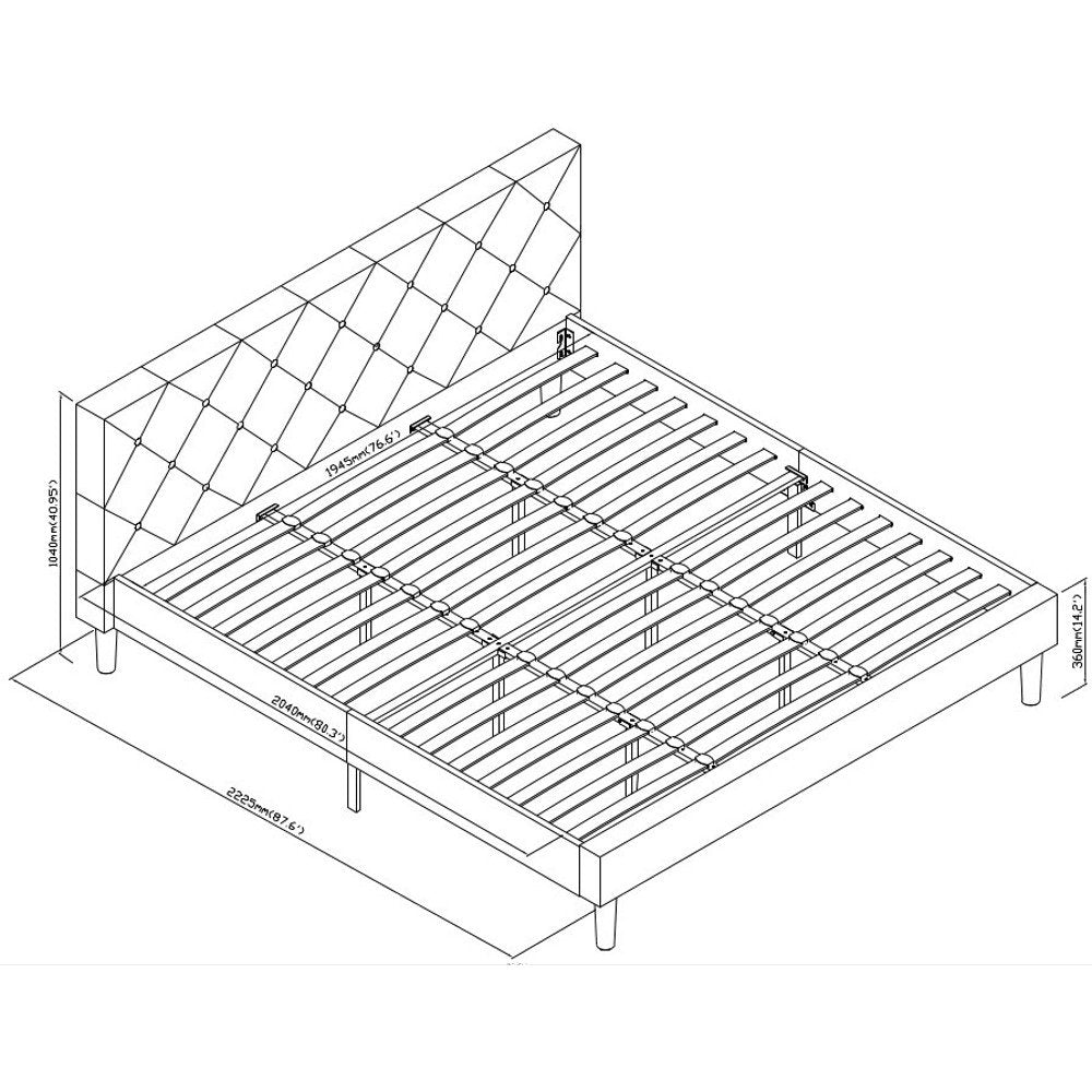 Gray Tufted Upholstered King Bed Frame