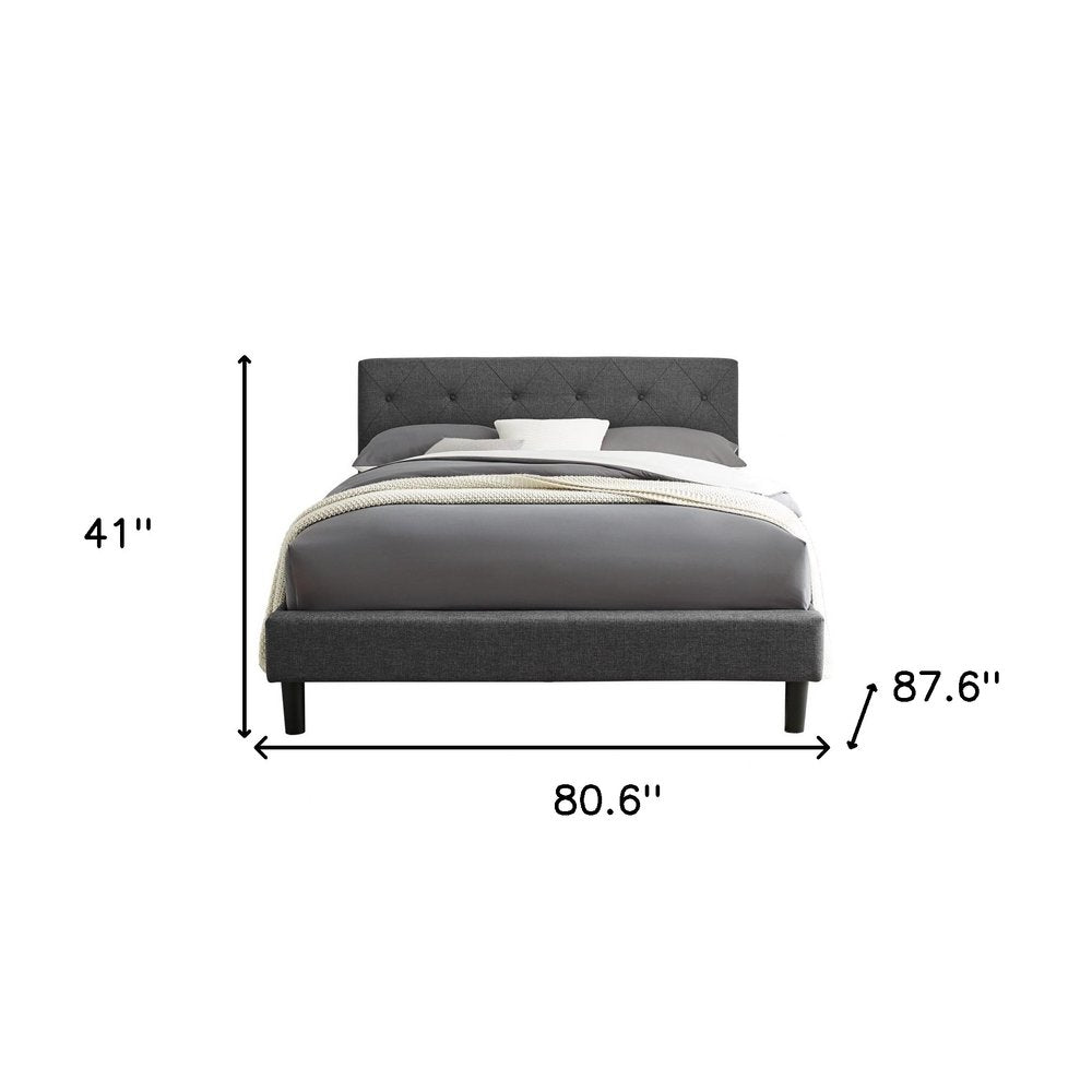 Gray Tufted Upholstered King Bed Frame