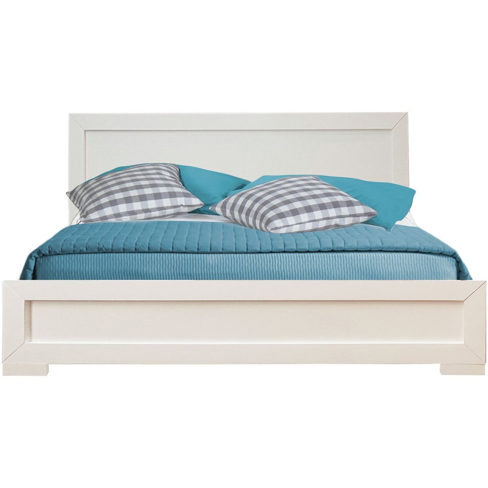 Marco de cama Queen de madera maciza y manufacturada en color blanco