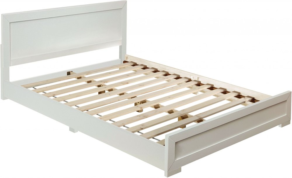Marco de cama Queen de madera maciza y manufacturada en color blanco