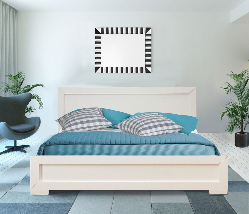 Marco de cama Queen de madera maciza y manufacturada en color blanco