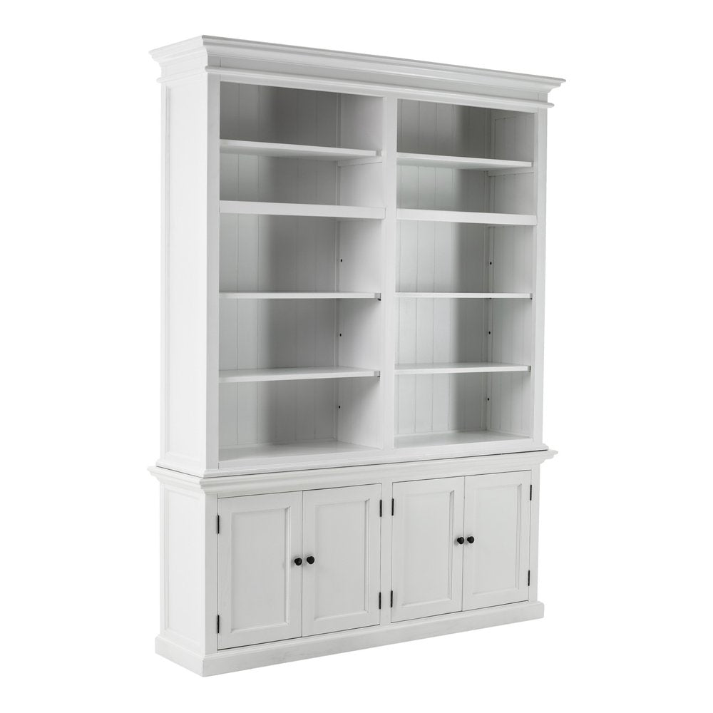Librería ajustable de cuatro niveles de madera maciza blanca de 87"