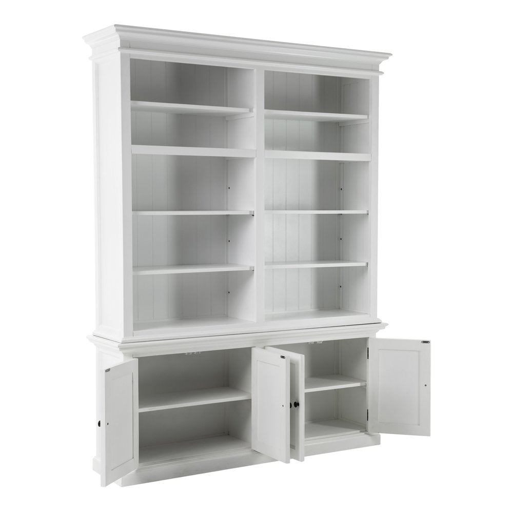 Librería ajustable de cuatro niveles de madera maciza blanca de 87"