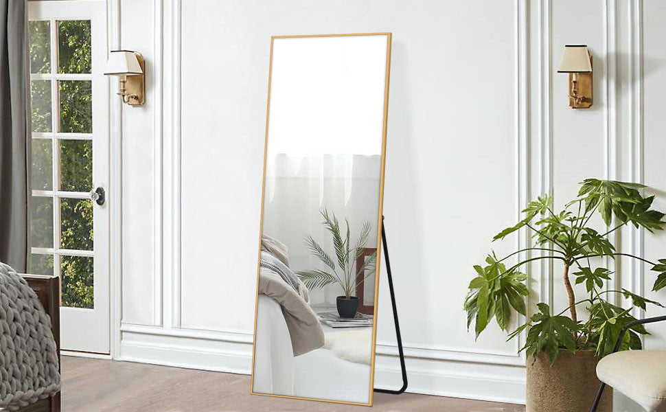 64" Silver Metal Freestanding and Wall Mount Accent Mirror