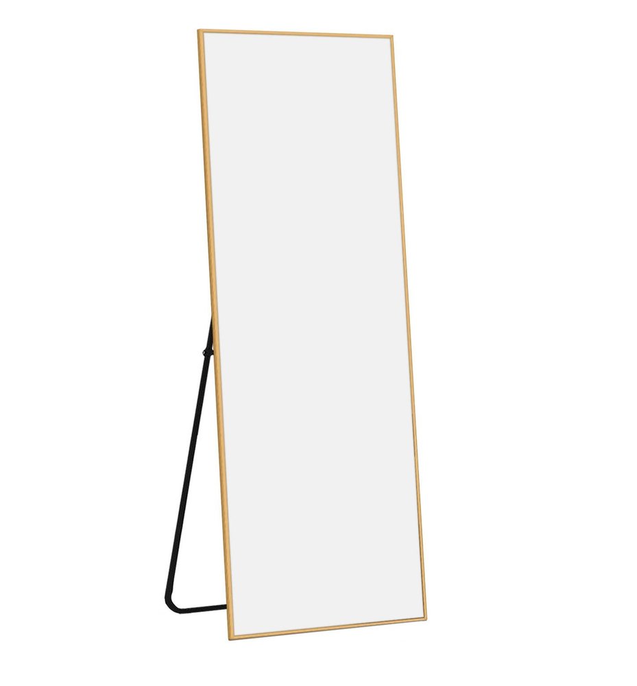 Espejo de pared de metal plateado de 64" con acento independiente