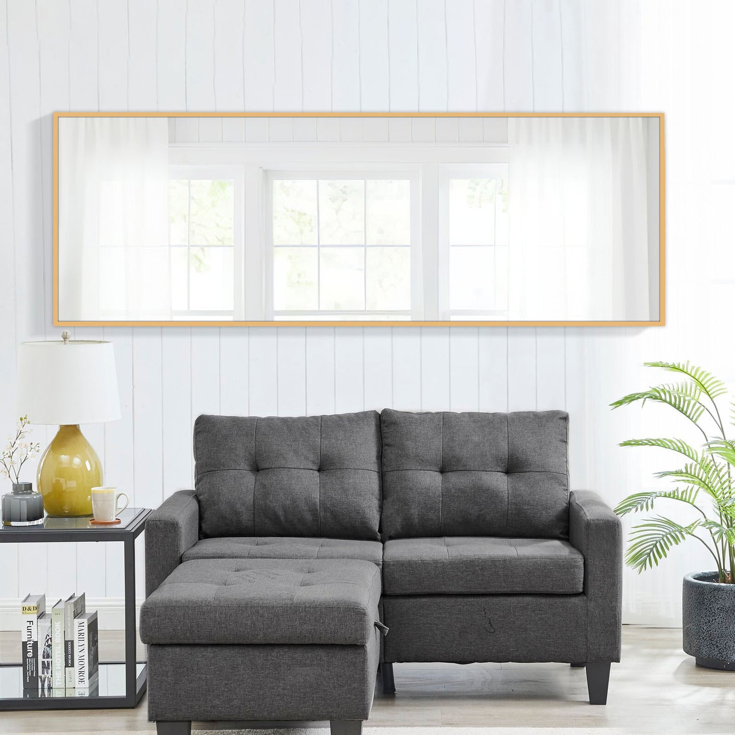 64" Silver Metal Freestanding and Wall Mount Accent Mirror
