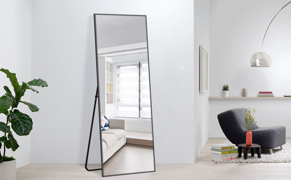 64" Silver Metal Freestanding and Wall Mount Accent Mirror