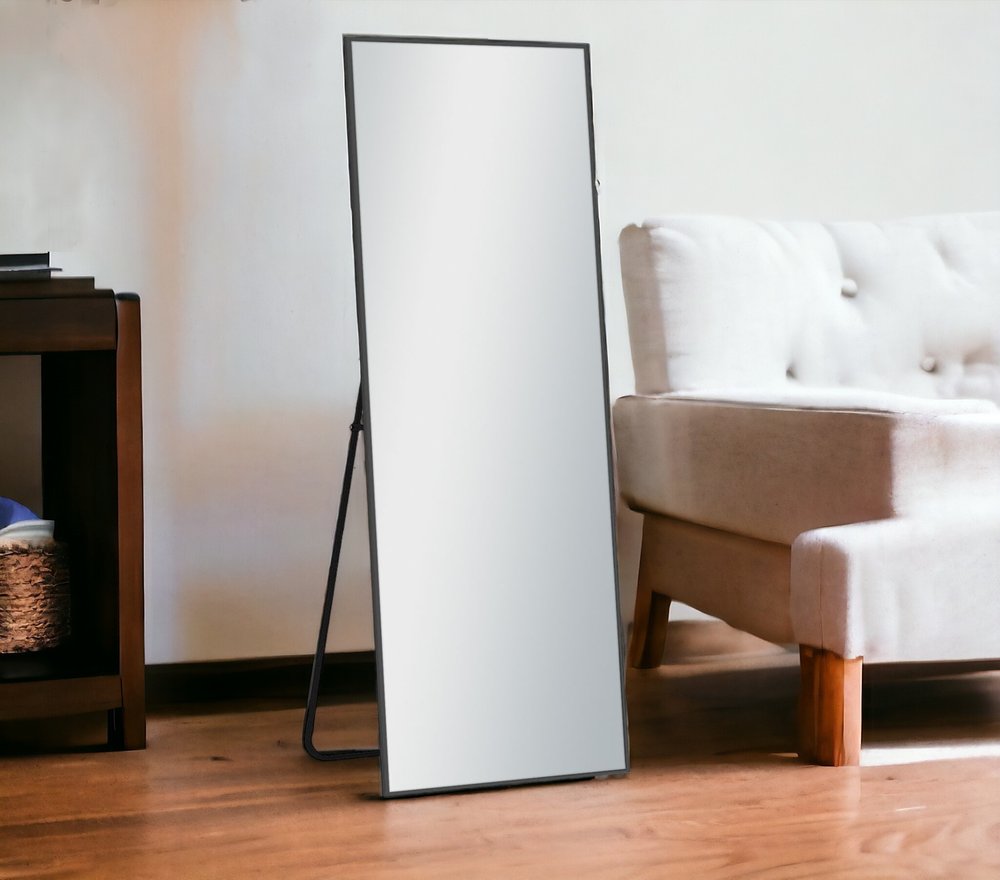 64" Silver Metal Freestanding and Wall Mount Accent Mirror