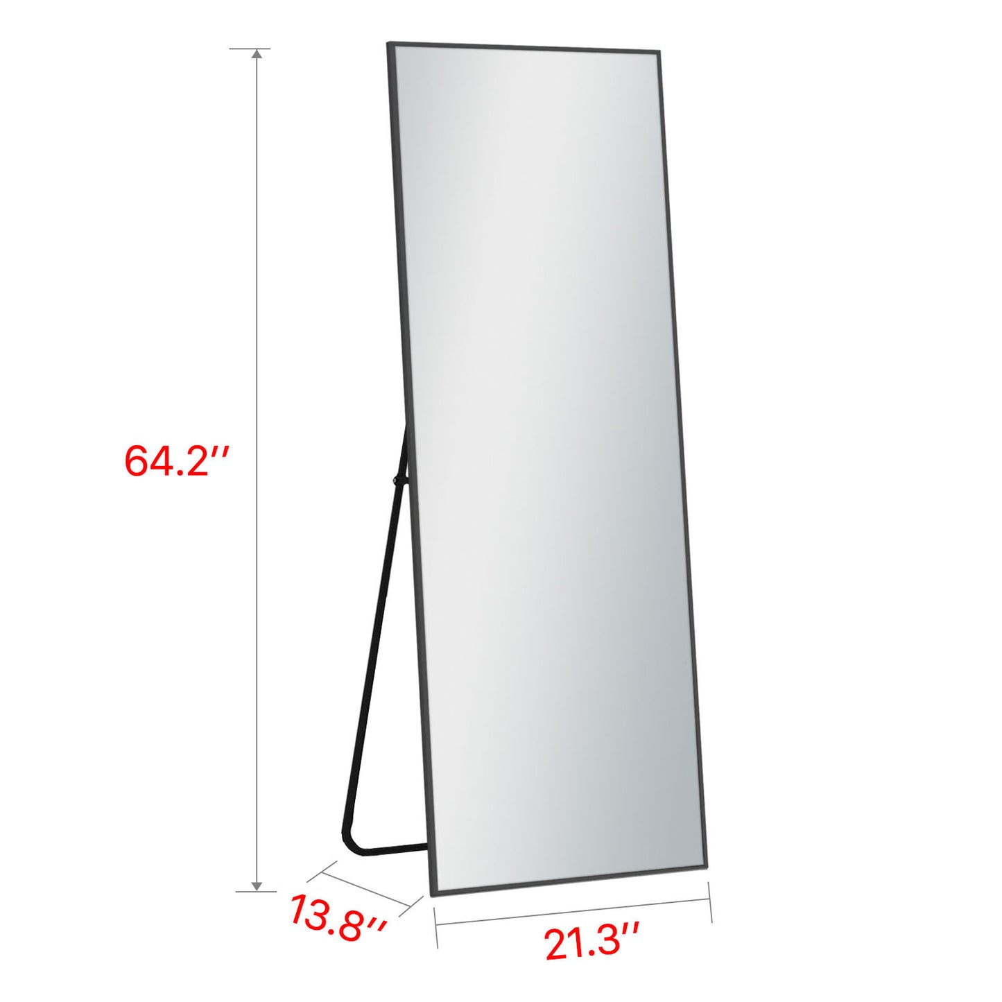 64" Silver Metal Freestanding and Wall Mount Accent Mirror