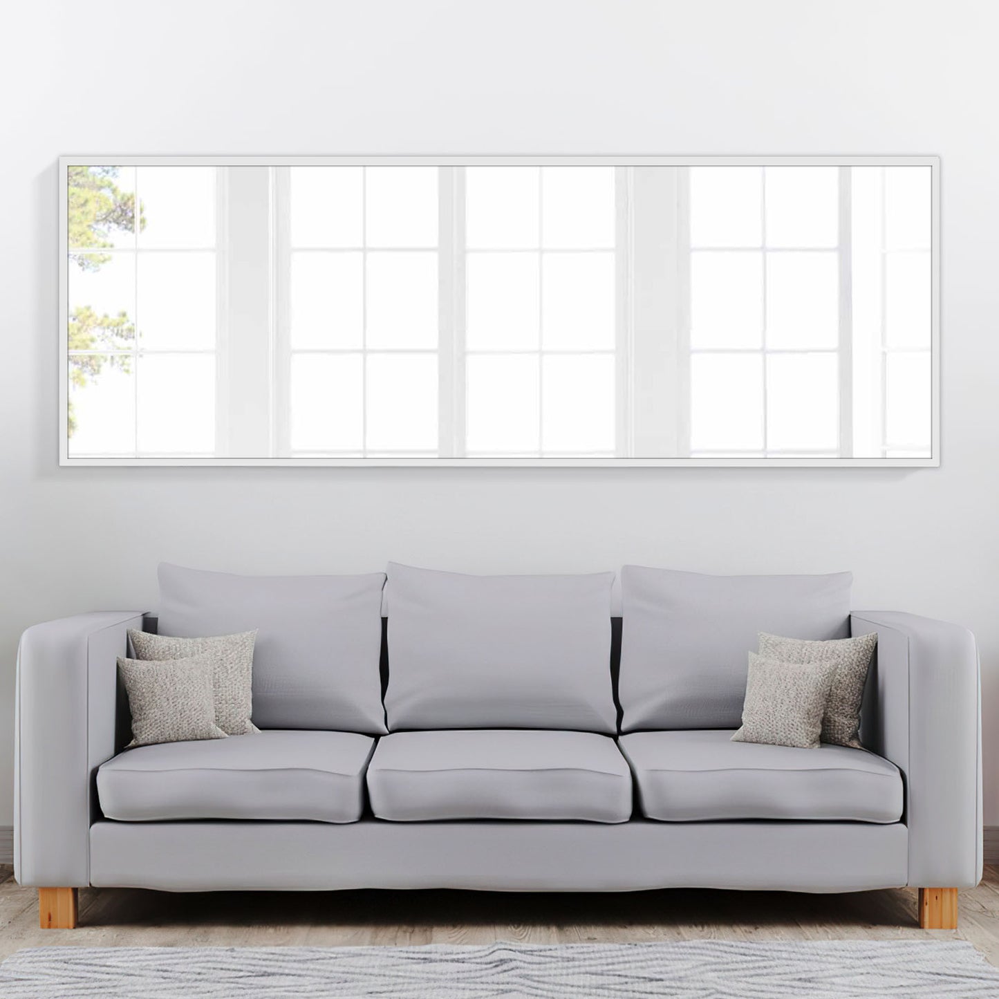 64" Silver Metal Freestanding and Wall Mount Accent Mirror