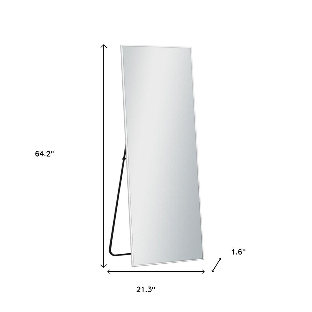 Espejo de pared de metal plateado de 64" con acento independiente