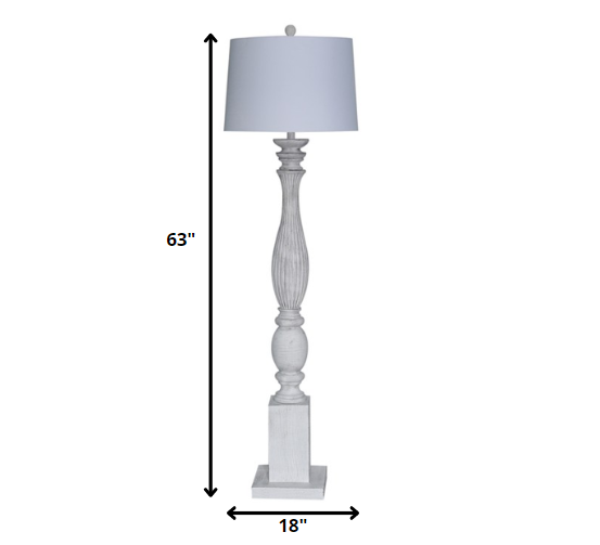 Lámpara de pie de resina blanca de 63" con pantalla de tela blanca