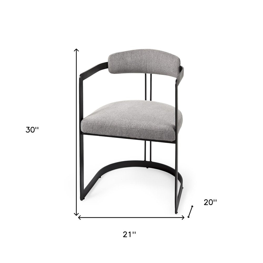 Gray and Black Upholstered Dining Arm Chair