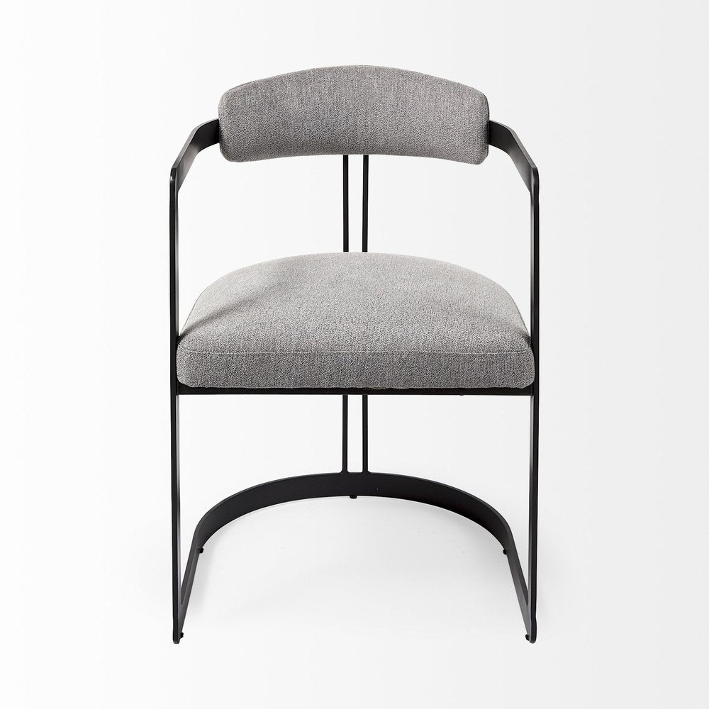 Gray and Black Upholstered Dining Arm Chair