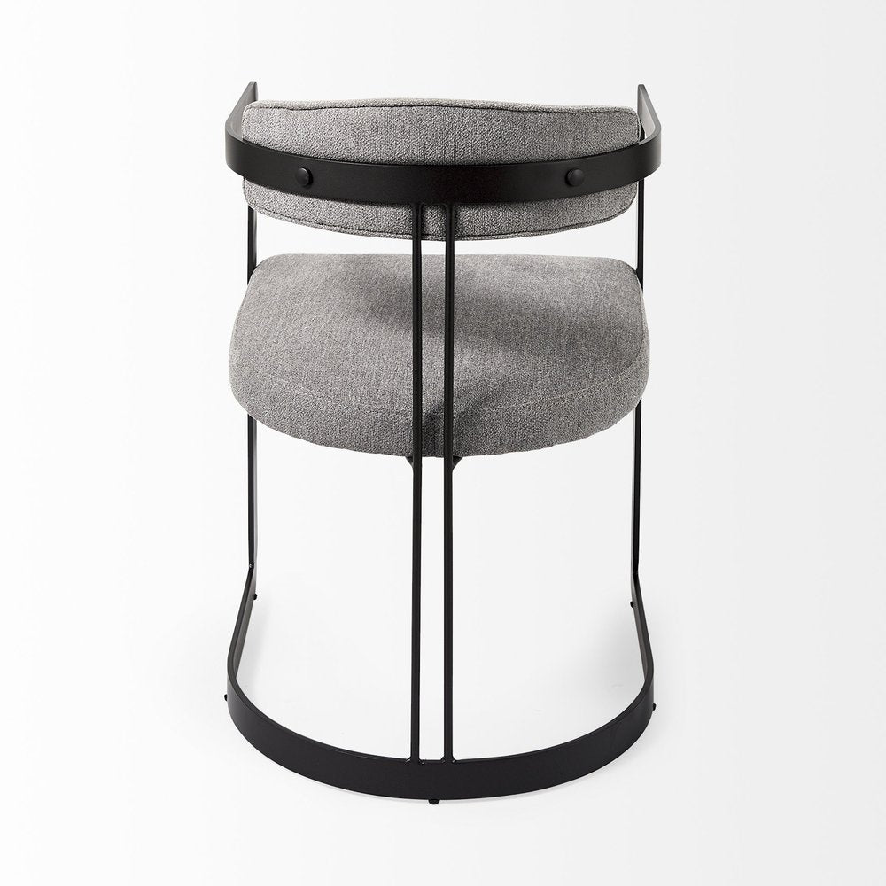 Gray and Black Upholstered Dining Arm Chair