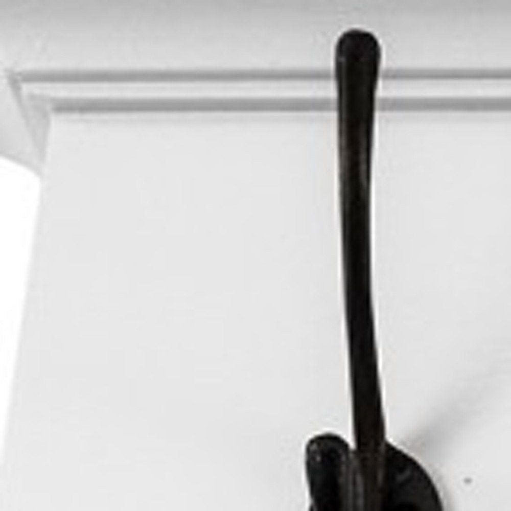 Perchero de pared de madera maciza blanca de 51" con ocho ganchos