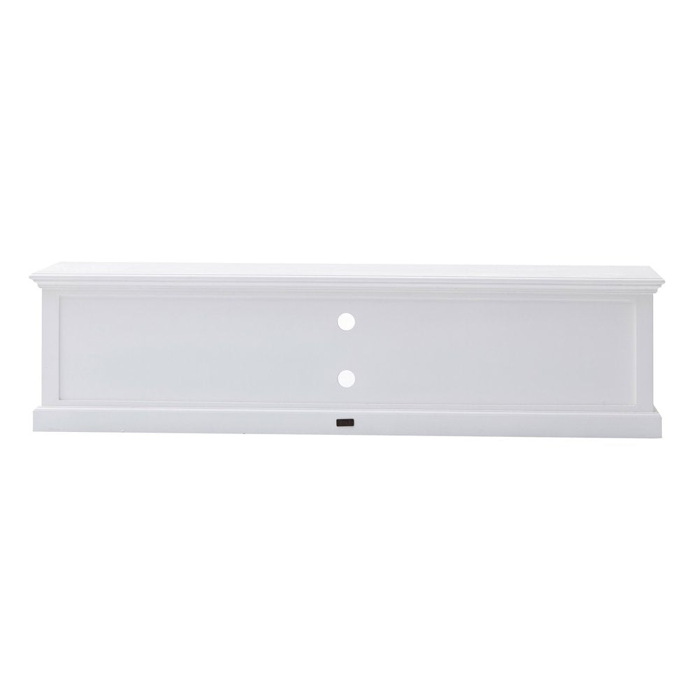 71" White Solid Wood Enclosed and Open Storage TV Stand