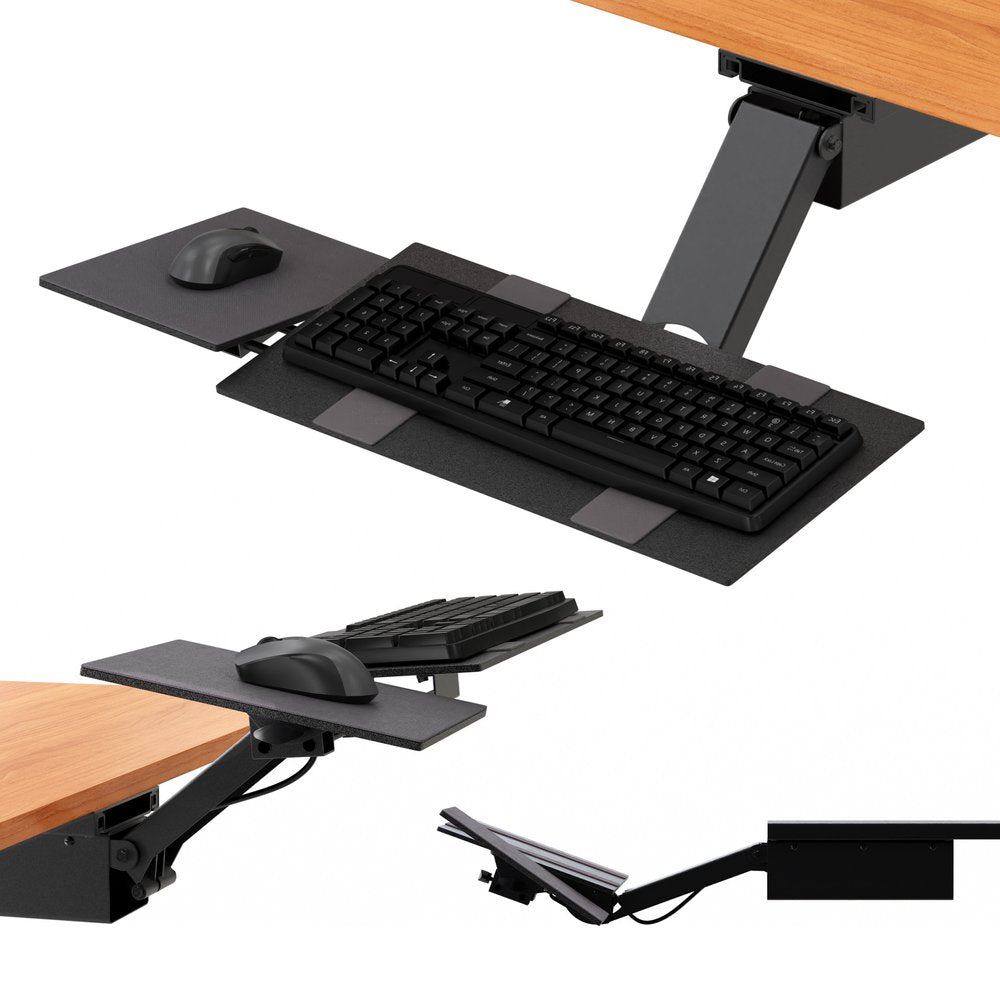 Bandeja ergonómica negra extraíble para teclado debajo del escritorio, para sentarse o pararse