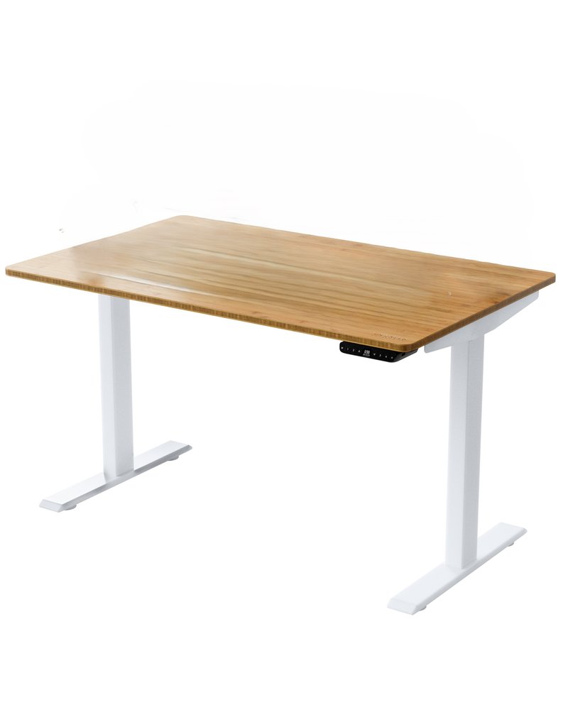 Escritorio de computadora ajustable de acero inoxidable marrón y blanco de 30"