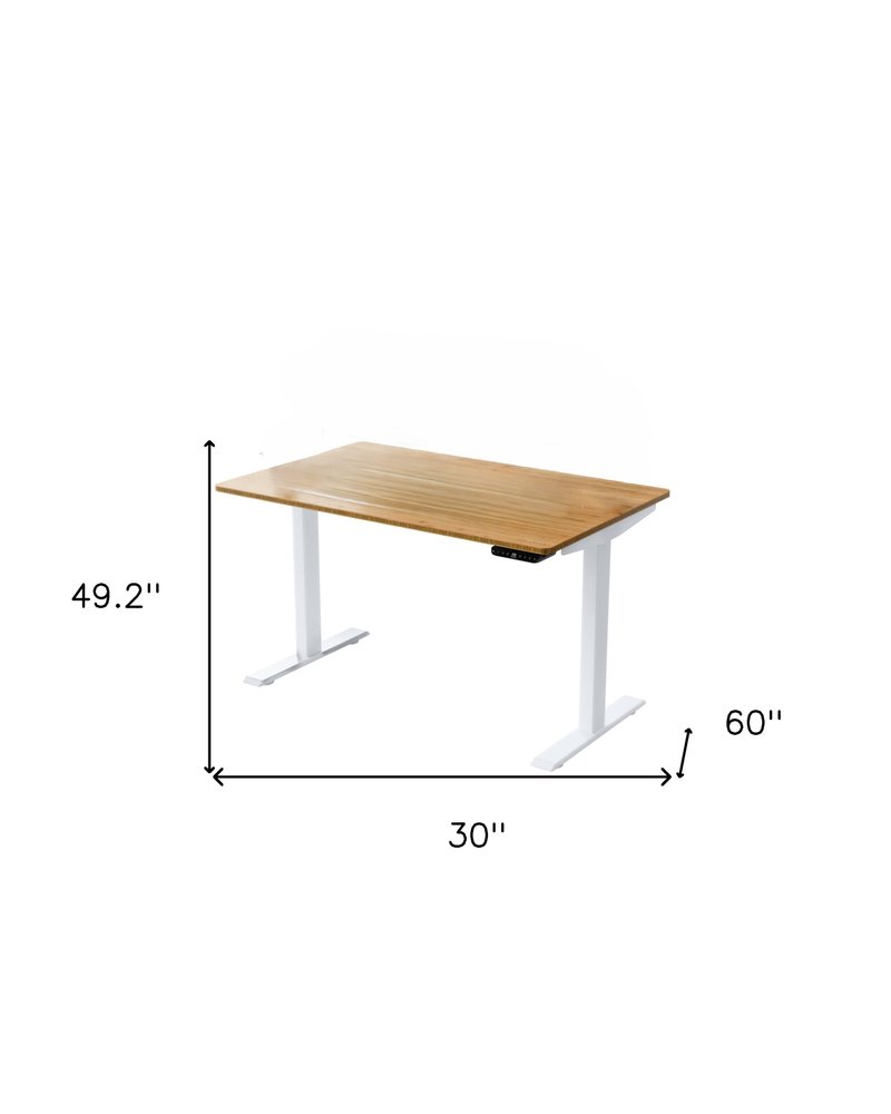 Escritorio de computadora ajustable de acero inoxidable marrón y blanco de 30"