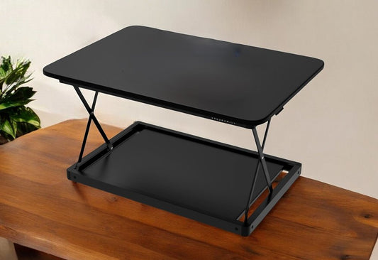 Convertidor de escritorio de pie ajustable de acero inoxidable negro de 20"