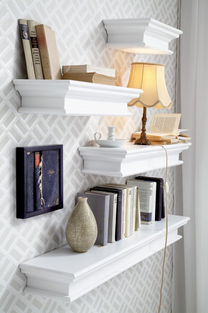 Estante flotante de pared XL clásico blanco de 47"