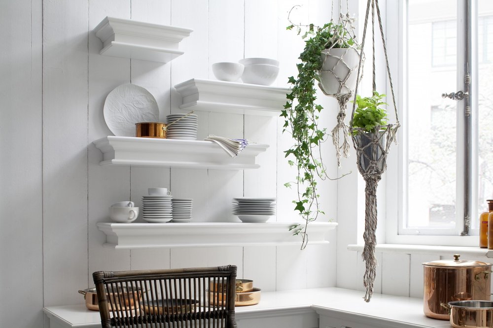 Estante flotante de pared XL clásico blanco de 47"