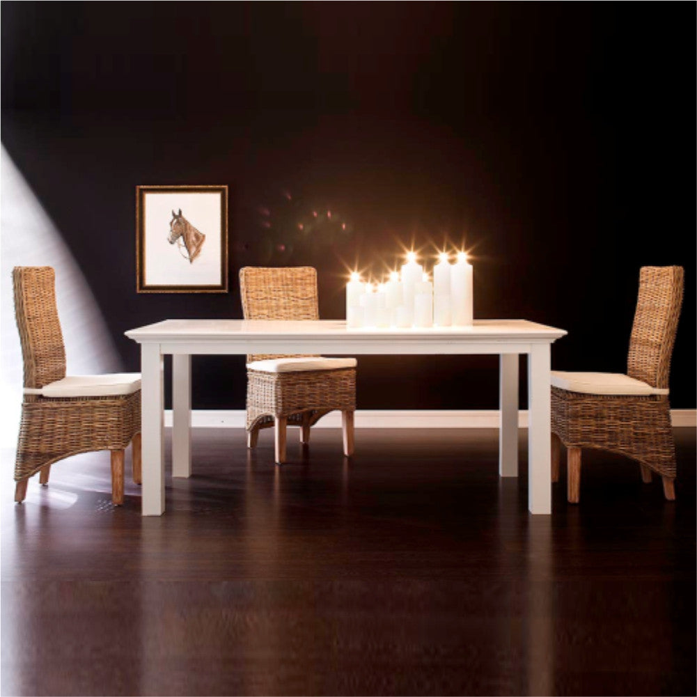 Set of Two Cream and Brown Dining Parsons Chairs