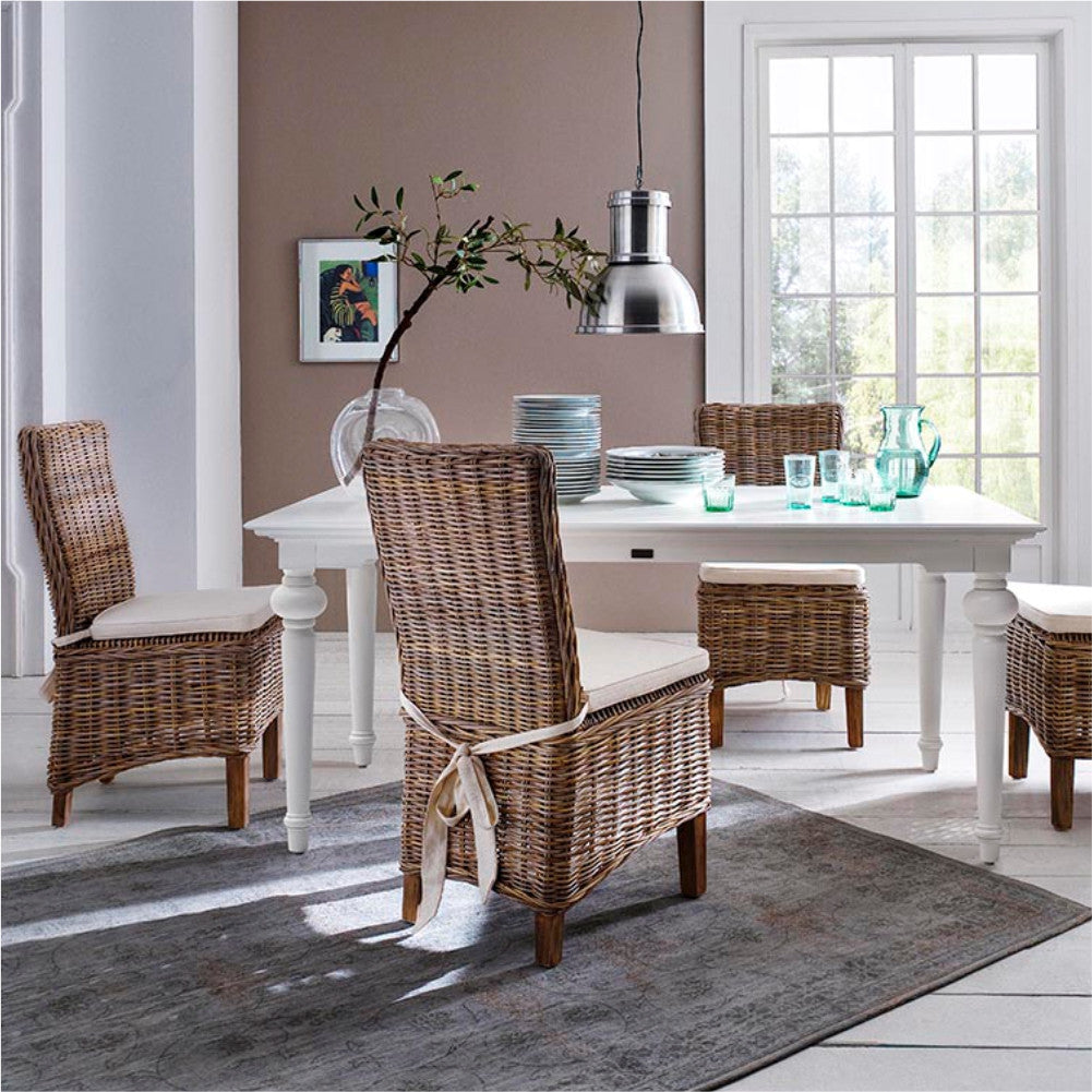 Set of Two Cream and Brown Dining Parsons Chairs