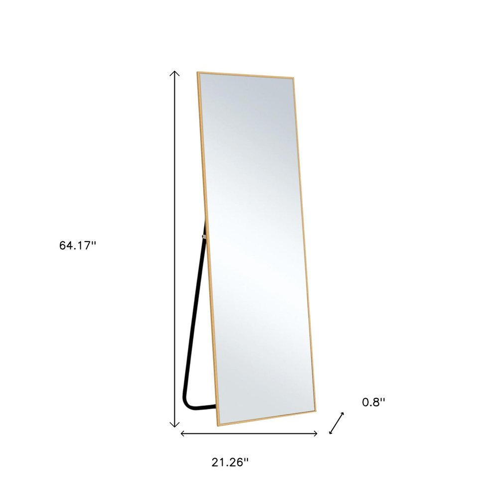 64" Sleek Gold Frame Full Length Mirror