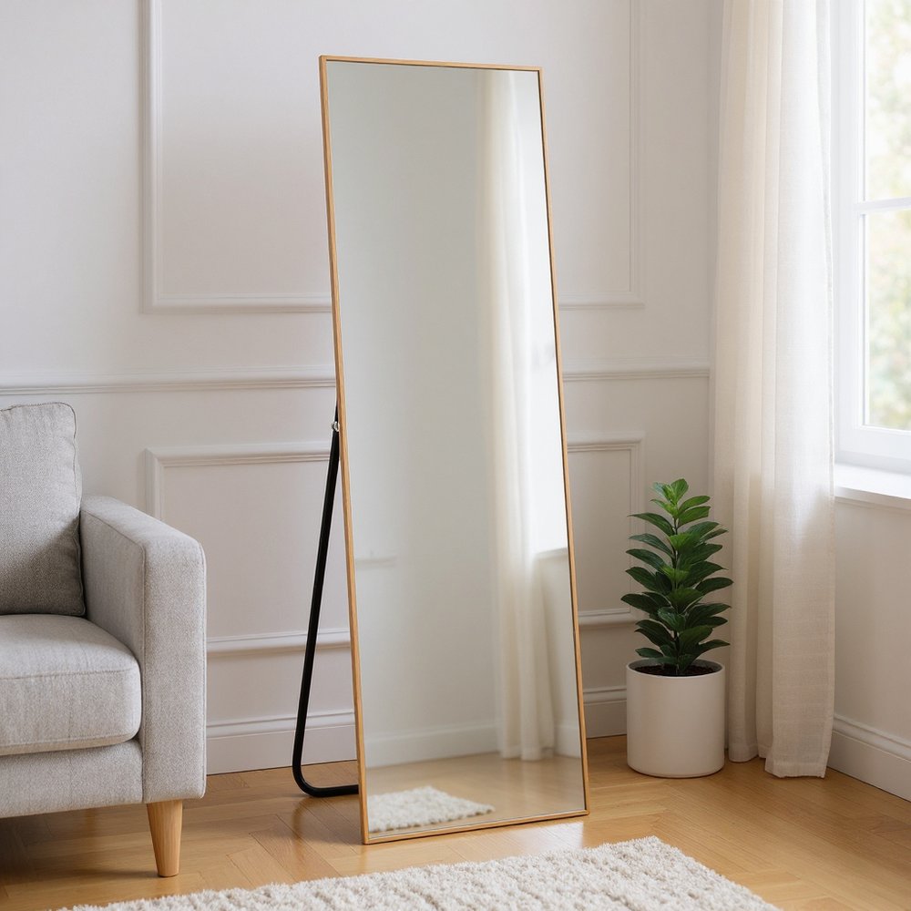 64" Sleek Gold Frame Full Length Mirror