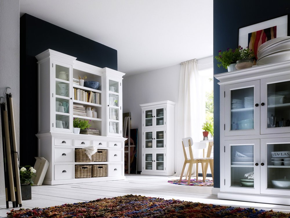 Gabinete de almacenamiento clásico blanco de dos niveles