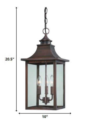 Lámpara colgante St. Charles de 3 luces con pátina de cobre