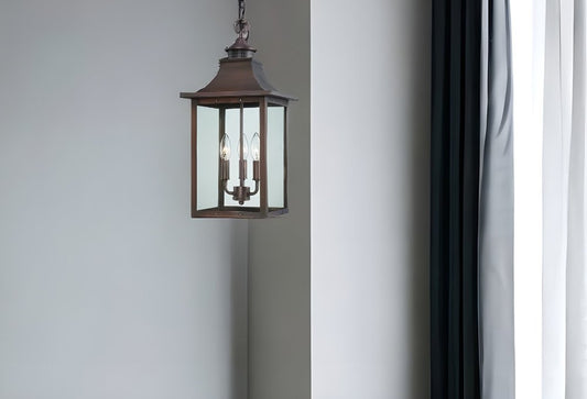 Lámpara colgante St. Charles de 3 luces con pátina de cobre